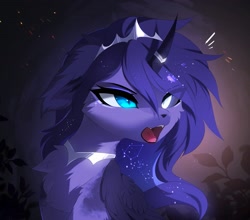 Size: 3144x2772 | Tagged: safe, artist:magnaluna, princess luna, alicorn, pony, sphinx, g4, cheek fluff, chest fluff, constellation, fangs, high res, horn, open mouth, solo, wings