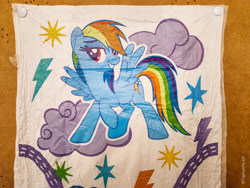 Size: 3000x4000 | Tagged: safe, rainbow dash, pegasus, pony, g4, cloud, diaper, irl, lightning, merchandise, pampers, pampers easy ups, photo, pullup (diaper), solo, stars