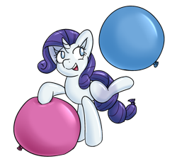 Size: 1436x1284 | Tagged: safe, anonymous artist, rarity, balloon pony, inflatable pony, pony, unicorn, g4, balloon, happy, playing, shiny, simple background, solo, transparent background