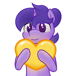 Size: 512x512 | Tagged: safe, artist:rony ram, oc, oc only, oc:grapie, pony, unicorn, heart, hoof hold, horn, looking at you, simple background, solo, sticker, transparent background