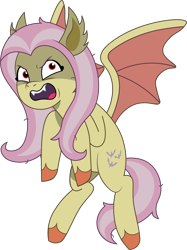 Size: 1034x1380 | Tagged: safe, artist:prixy05, fluttershy, bat pony, pony, g4, g5, my little pony: tell your tale, bat ponified, flutterbat, g4 to g5, generation leap, race swap, simple background, solo, transparent background, vector