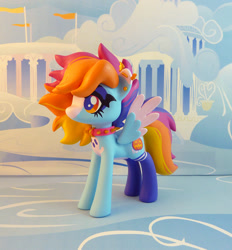 Size: 883x950 | Tagged: safe, artist:krowzivitch, oc, oc:cloud patch, pegasus, pony, clothes, colored wings, craft, diorama, female, figurine, mare, sculpture, socks, solo, standing, traditional art, two toned wings, wings