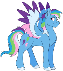 Size: 1186x1331 | Tagged: safe, artist:malphym, oc, oc only, oc:dazzle flash, pegasus, pony, colored wings, female, magical lesbian spawn, mare, multicolored wings, offspring, parent:rainbow dash, parent:trixie, parents:trixdash, simple background, solo, transparent background, wings