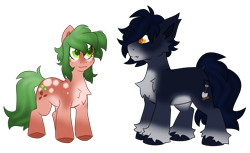 Size: 7663x4680 | Tagged: safe, artist:crazysketch101, oc, oc only, oc:mortis, oc:vita, earth pony, pony, chest fluff, duo, fangs, simple background, transparent background, unshorn fetlocks