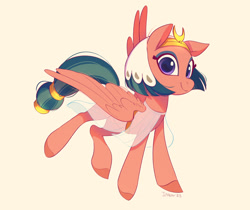 Size: 2766x2319 | Tagged: safe, artist:imalou, somnambula, pegasus, pony, g4, commission, cute, egyptian, egyptian headdress, egyptian pony, female, high res, looking at you, mare, simple background, smiling, smiling at you, solo, somnambetes, spread wings, wings