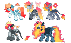 Size: 8000x4826 | Tagged: safe, artist:crazysketch101, oc, oc only, oc:crazy looncrest, alicorn, earth pony, pegasus, pony, unicorn, adult blank flank, alicorn oc, blank flank, blaze (coat marking), blue eyes, body freckles, body markings, butt fluff, chest fluff, coat markings, colored ears, colored hooves, colored wings, colored wingtips, dappled, ears back, earth pony oc, eyeshadow, facial markings, female, folded wings, freckles, golden eyes, gradient mane, gradient tail, grimace, group, hoof heart, horn, leg fluff, leonine tail, lidded eyes, looking at you, makeup, mare, multicolored hair, multicolored mane, multicolored tail, multicolored wings, orange eyes, pale belly, pegasus oc, quintet, raised hoof, red eyes, scared, shrunken pupils, simple background, smiling, socks (coat markings), standing, stripes, tail, tail fluff, transparent background, underhoof, unicorn oc, unshorn fetlocks, wings, yellow eyes