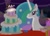 Size: 1080x767 | Tagged: safe, artist:thesunalicorn, princess celestia, alicorn, pony, g4, birthday, birthday cake, bowl, cake, cakelestia, candle, candy, ethereal mane, female, fire, flower, flower in hair, food, jewelry, mare, necklace, party horn, present, show accurate, signature, solo