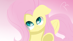 Size: 5760x3240 | Tagged: safe, artist:reinbou, fluttershy, pegasus, pony, g4, cute, female, gradient background, looking at you, mare, shyabetes, solo