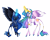 Size: 5000x4000 | Tagged: safe, artist:dipstickowo, princess celestia, princess luna, alicorn, pony, g4, absurd resolution, big ears, blue eyes, blue mane, blue tail, colored hooves, colored pupils, concave belly, crown, dark mask (facial marking), digital art, duo, duo female, eyeshadow, feather, female, freckles, frecklestia, freckluna, glasses, glowing, glowing horn, hooves, horn, jewelry, leonine tail, lidded eyes, long horn, looking at you, magic, makeup, mare, pink eyes, raised hoof, regalia, round glasses, royal sisters, siblings, signature, simple background, sisters, slender, spread wings, standing, tail, thin, thin legs, transparent background, walking, wings