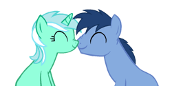 Size: 700x350 | Tagged: artist needed, safe, blues, lyra heartstrings, noteworthy, earth pony, pony, unicorn, g4, cute, daaaaaaaaaaaw, eyes closed, female, lyrabetes, male, mare, noteabetes, nuzzling, ship:lyraworthy, shipping, simple background, stallion, straight, transparent background, vector