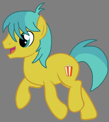 Size: 1168x1300 | Tagged: safe, artist:star polaris and friends, derpibooru exclusive, corn pops, earth pony, pony, g4, alternate name, base used, gray background, headcanon, male, older, older corn pops, simple background, smiling, solo, stallion, trotting