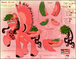 Size: 4500x3500 | Tagged: safe, artist:medkit, oc, oc only, oc:buzya, pegasus, pony, 2022, chest fluff, colored ears, colored eyebrows, colored eyelashes, colored hooves, colored lineart, colored pupils, colored wings, cyrillic, ear fluff, ears up, feathered wings, folded wing, food, four wings, gradient background, gradient hooves, gradient wings, multicolored coat, multicolored mane, multicolored wings, multiple wings, palette, ponytail, raised hoof, reference sheet, russian, scrunchie, short mane, short tail, smiling, solo, spread wings, standing, striped feathers, striped mane, striped wings, tail, text, watermelon, wings