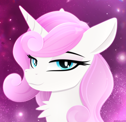 Size: 2792x2700 | Tagged: safe, artist:andaluce, twinkleshine, pony, unicorn, g4, background pony, bust, chest fluff, female, high res, lineless, looking at you, mare, solo