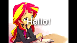 Size: 1280x720 | Tagged: safe, ai assisted, ai content, artist:baekgup, fifteen.ai, sunset shimmer, human, equestria girls, g4, animated, english subtitles, japanese, rvc, solo, sound, talking to viewer, webm
