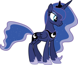 Size: 2000x1672 | Tagged: safe, princess luna, alicorn, pony, g4, official, .svg available, clothes, concave belly, crown, ethereal mane, ethereal tail, female, folded wings, hoof shoes, jewelry, long mane, mare, peytral, princess shoes, quadrupedal, regalia, shoes, simple background, slender, smiling, solo, standing, starry mane, starry tail, svg, tail, thin, tiara, transparent background, vector, wings
