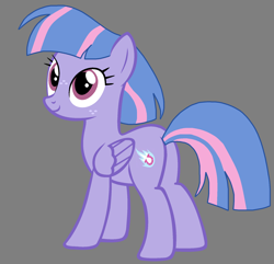 Size: 1968x1900 | Tagged: safe, artist:cat-ria, artist:star polaris and friends, derpibooru exclusive, wind sprint, pegasus, pony, g4, base used, butt, cute, female, folded wings, freckles, gray background, mare, older, older wind sprint, plot, simple background, smiling, solo, sprintabetes, sprintbutt, standing, wings