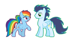 Size: 1024x616 | Tagged: safe, artist:cutepuppygirl10, rainbow dash, soarin', pegasus, pony, g4, duo, female, looking at each other, looking at someone, male, mare, ship:soarindash, shipping, simple background, stallion, straight, transparent background, vector