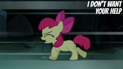 Size: 2000x1125 | Tagged: safe, edit, edited screencap, editor:quoterific, screencap, apple bloom, earth pony, pony, bloom & gloom, g4, my little pony: friendship is magic, season 5, bow, butt, eyes closed, female, filly, foal, hair bow, open mouth, plot, solo