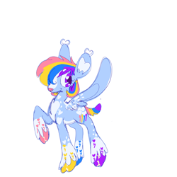 Size: 1000x1000 | Tagged: safe, artist:sugvr_alien, rainbow dash, deer, deer pony, original species, peryton, pony, g4, alternate design, simple background, solo, species swap, white background