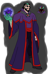 Size: 1000x1414 | Tagged: safe, artist:zetikoopa, oc, oc:draven la fay, human, clothes, magic, male, oc villain, red eyes, robe, sorcerer, wizard, young