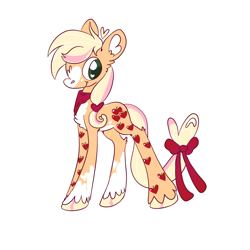 Size: 1000x1000 | Tagged: safe, artist:sugvr_alien, applejack, earth pony, pony, g4, alternate design, bandana, missing accessory, missing hat, simple background, solo, white background