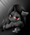 Size: 444x504 | Tagged: source needed, safe, oc, original species, plush pony, pony, unicorn, ashtray, cigarette, ears back, eye scar, facial scar, fangs, female, horn, lidded eyes, looking at you, mare, partial color, plushie, red eyes, scar, slit pupils, smoke, solo, stitches, unicorn oc