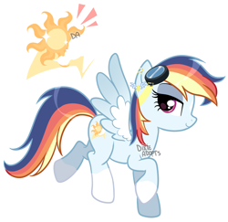 Size: 2000x1940 | Tagged: safe, artist:dixieadopts, oc, oc only, oc:roaring sunset, pegasus, pony, coat markings, colored wings, female, goggles, mare, offspring, parent:rainbow dash, parent:soarin', parents:soarindash, simple background, socks (coat markings), solo, transparent background, two toned wings, wings