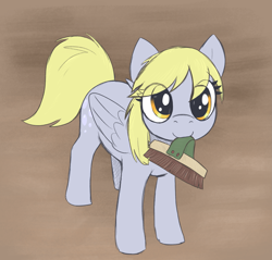 Size: 2675x2555 | Tagged: safe, artist:t72b, derpy hooves, pegasus, pony, g4, brush, brush request, brushie brushie, cute, daaaaaaaaaaaw, derpabetes, eye clipping through hair, female, high res, looking at you, mare, mouth hold, solo