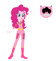 Size: 576x632 | Tagged: safe, color edit, edit, pinkie pie, human, equestria girls, g4, boots, clothes, colored, gloves, pink ranger, power rangers, shoes, simple background, solo, white background