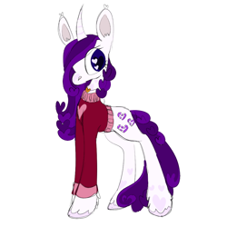 Size: 1000x1000 | Tagged: safe, artist:sugvr_alien, rarity, pony, unicorn, g4, alternate design, clothes, simple background, solo, sweater, white background