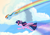 Size: 2360x1640 | Tagged: safe, artist:rayelli, rainbow dash, twilight sparkle, alicorn, pegasus, pony, g4, cloud, cute, duo, female, floppy ears, flying, happy, hoof heart, lesbian, rainbow trail, ship:twidash, shipping, spread wings, trail, twilight sparkle (alicorn), underhoof, wings