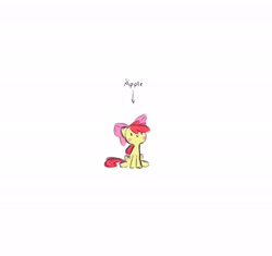 Size: 2048x1928 | Tagged: safe, artist:flutterberrypie, apple bloom, earth pony, pony, g4, adorabloom, arrow, blushing, captain obvious, cute, female, filly, foal, simple background, sitting, smiling, solo, text, white background