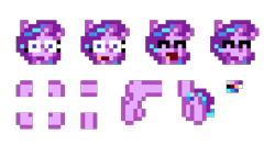 Size: 1088x576 | Tagged: safe, artist:hazy skies, starlight glimmer, pony, unicorn, g4, july fools, long glimmer, long pony, meme, modular, multiple views, pixel art, r/place, r/place2023, reddit, simple background, solo, transparent background