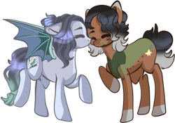 Size: 435x304 | Tagged: safe, artist:sakimiaji, oc, oc only, bat pony, earth pony, pony, bat pony oc, commission, earth pony oc, simple background, transparent background, ych result