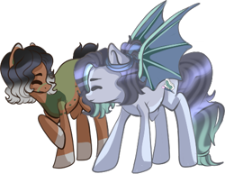 Size: 460x355 | Tagged: safe, artist:sakimiaji, oc, oc only, bat pony, earth pony, pony, bat pony oc, commission, earth pony oc, simple background, transparent background, ych result