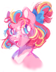 Size: 2424x3120 | Tagged: safe, artist:sleepingonsoftclouds, pinkie pie, earth pony, pony, g4, bust, high res, rainbow power, redesign, simple background, solo, white background