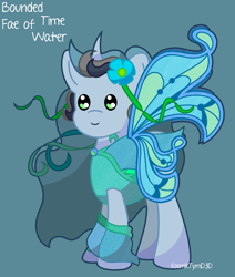 Size: 5500x6500 | Tagged: safe, alternate version, artist:kosmiktym, oc, oc only, oc:bounded-time, fairy, pony, blue background, fairy wings, simple background, solo, wings