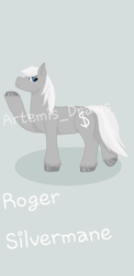 Size: 438x900 | Tagged: safe, artist:artemisdraws, roger silvermane, sterling silver, pony, g4, male, solo, stallion