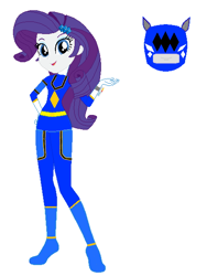 Size: 444x591 | Tagged: safe, color edit, edit, rarity, human, equestria girls, g4, blue ranger, boots, clothes, colored, gloves, power rangers, shoes, simple background, solo, white background