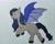 Size: 2279x1836 | Tagged: safe, artist:darkhestur, oc, oc:dark, bat pony, pony, bat pony oc, bat wings, braid, braided tail, fangs, flying, g1 style, male, marker drawing, simple background, slit pupils, tail, traditional art, unshorn fetlocks, white background, wings