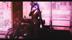 Size: 3840x2160 | Tagged: safe, artist:ianmata1998, oc, oc:crystal glaze, unicorn, anthro, 3d, briefcase, effects, femboy, girly, high res, male, motorcycle, solo, source filmmaker, talking
