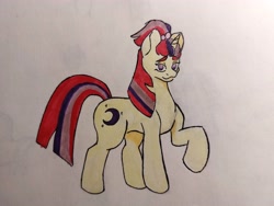 Size: 4624x3468 | Tagged: safe, artist:chacarron, moondancer, pony, unicorn, g4, colored, female, horn, looking at you, mare, photo, solo, traditional art