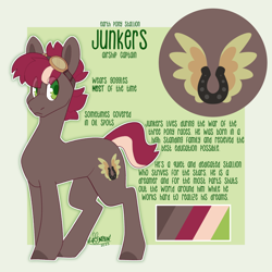 Size: 2000x2000 | Tagged: safe, artist:lionbun, oc, oc:junkers, earth pony, pony, alternate universe, character design, earth pony oc, goggles, goggles on head, high res, male, passepartout, reference sheet, stallion