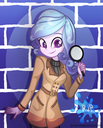 Size: 2015x2490 | Tagged: safe, artist:rjp.rammy, oc, oc:angelina moonlight, human, equestria girls, g4, clothes, detective, female, high res, magnifying glass, not izzy moonbow, solo