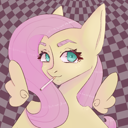 Size: 1000x1000 | Tagged: safe, artist:let-me-sleep-69, fluttershy, pegasus, pony, g4, cigarette, female, mare, smoking, solo