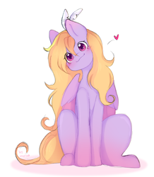 Size: 2191x2509 | Tagged: safe, artist:asusya, oc, oc only, oc:rachie spiritwing, pegasus, pony, blushing, colored sketch, head tilt, heart, high res, looking at you, pegasus oc, signature, simple background, sitting, sketch, smiling, smiling at you, solo, white background, wings