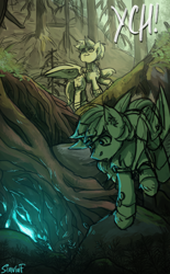 Size: 2480x4008 | Tagged: safe, artist:sinrinf, oc, earth pony, pegasus, pony, commission, forest, forest background, your character here