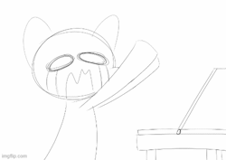 Size: 500x353 | Tagged: safe, artist:canvas_pen, earth pony, pony, animated, anime, anime style, bald, computer, crying, emote, emoticon, gif, hitting, laptop computer, meme, minimalist, monochrome, no context, screaming, simple background, smack, sobbing, solo, table, typing, watermark, white background