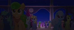 Size: 2160x901 | Tagged: safe, screencap, tempest shadow, earth pony, pegasus, pony, unicorn, g4, my little pony: the movie, background pony, canterlot, crowd, night