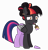 Size: 6000x6300 | Tagged: safe, artist:suramii, oc, oc only, oc:night vision, pegasus, pony, absurd resolution, bodypaint, clothes, cosplay, costume, fake horn, female, mare, mouth hold, simple background, solo, transparent background